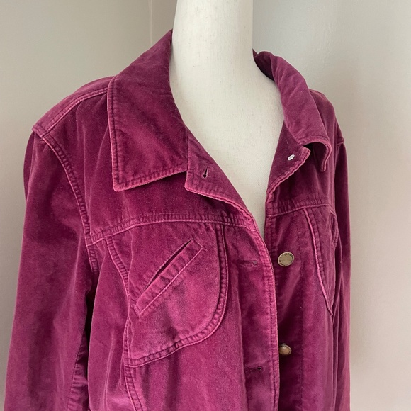 Vintage Velvet Caribbean Joe Burgundy Cotton Button Down Shacket Barn Jacket 2X - Picture 6 of 10